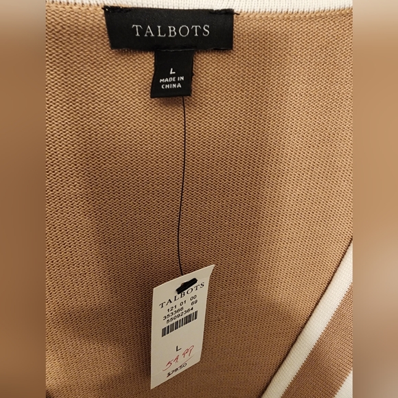 Tan and Cream Talbots Cardigan - Picture 4 of 5
